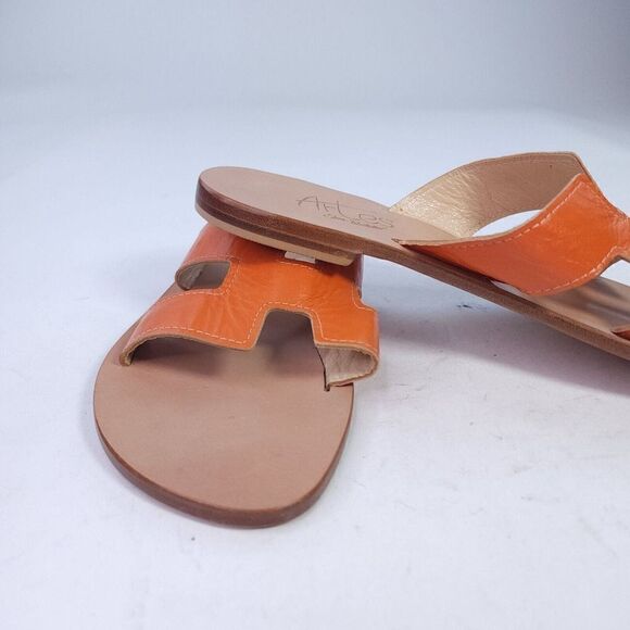 Artes San pantaleo Sardinia Women's Handmade Slide US 10 Orange Leather Sandals - Picture 6 of 11